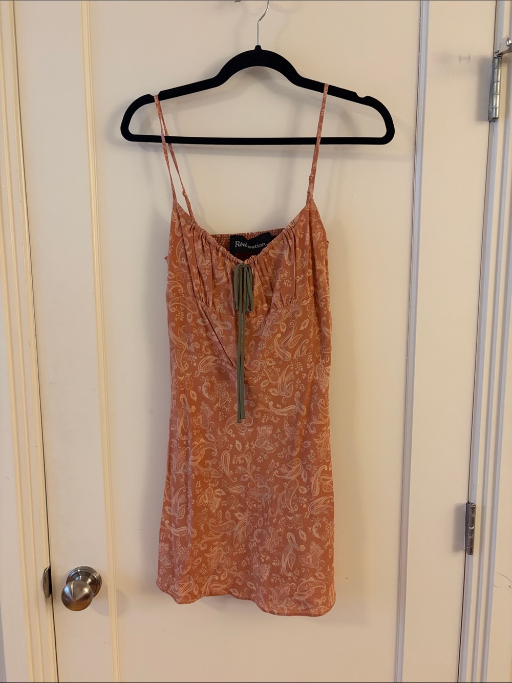 Realisation Par Rust Paisley Mini Dress with Olive Tie